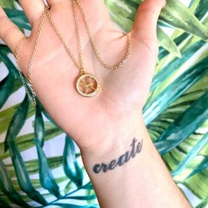 Pisces Horoscope Astrology Brass Gold CZ Necklace